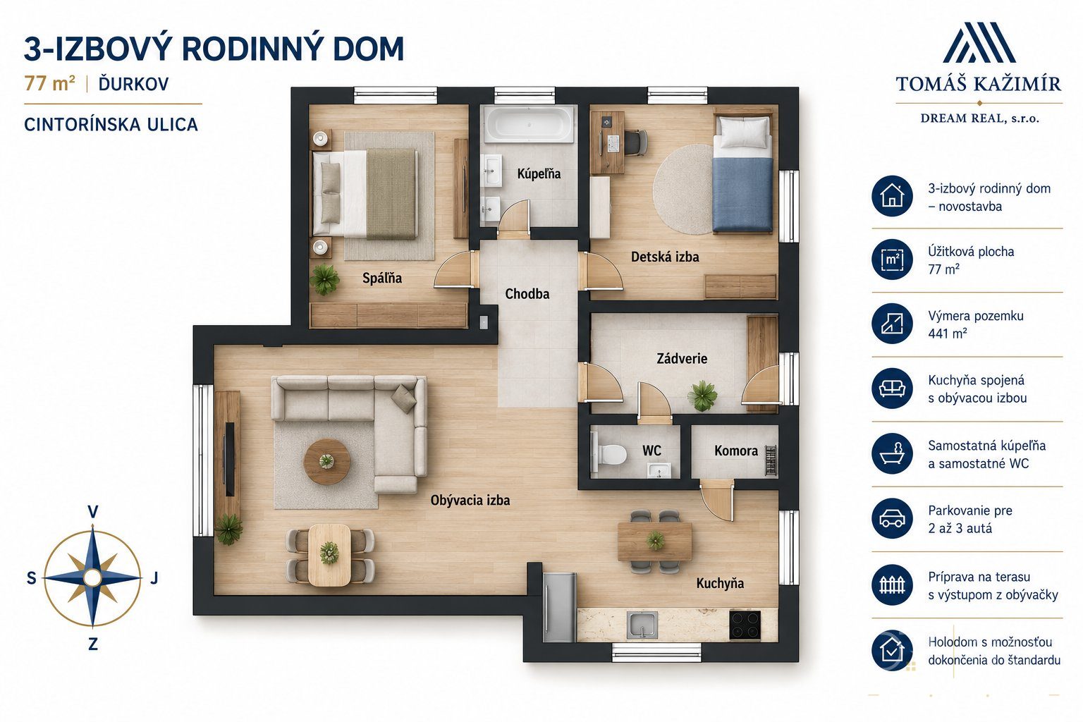 Novostavba 3-izbového domu s pozemkom 441 m² v Ďurkove – za cenu bytu v Košiciach